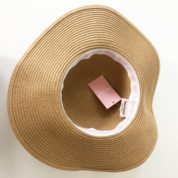 NWT Juicy Couture Woven Floppy Sun Beach Straw Hat With Goldtone Chain & Charms - Picture 4 of 13